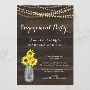 Engagement Party Invitation - Rustic Sunflower