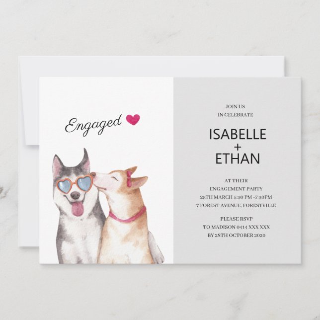 Engagement Party Invitation, Siberian Husky   Invi Invitation (Front)