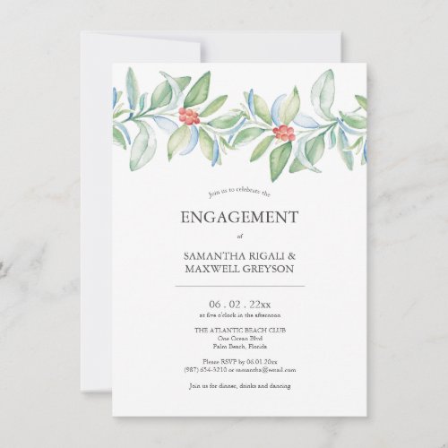 Engagement Party Invitations Christmas Greenery