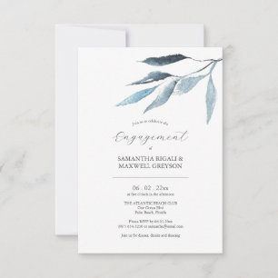 Engagement Party Invitations Dusty Blue Botanicals