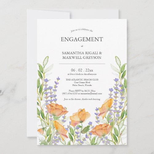 Engagement Party Invitations Floral Watercolor