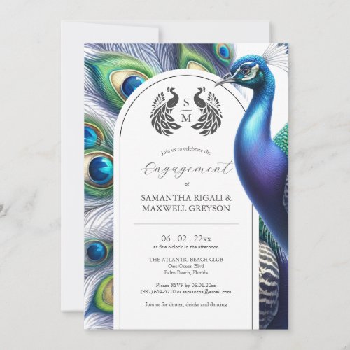 Engagement Party Invitations Majestic Peacock