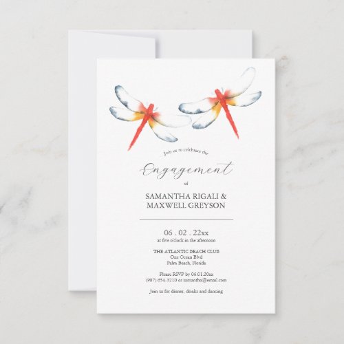 Engagement Party Invitations Red Dragonfly