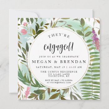 Engagement Party Invitations Watercolor Floral by autumnandpine at Zazzle