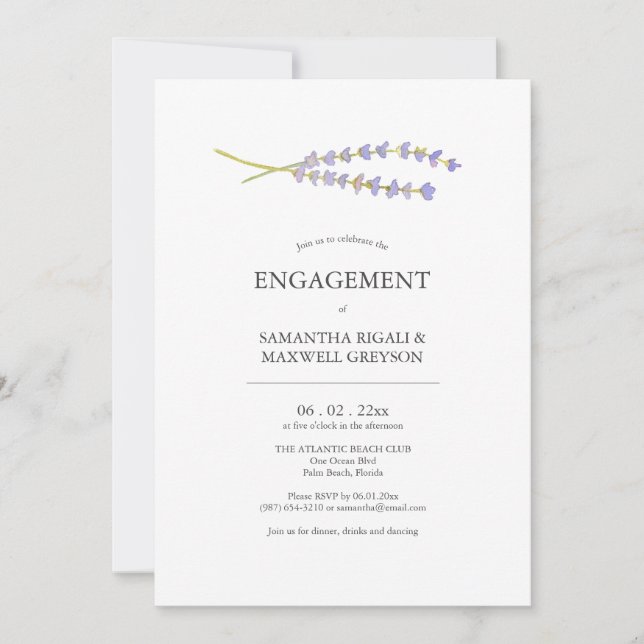 Engagement Party Invitations Watercolor Lavender (Front)