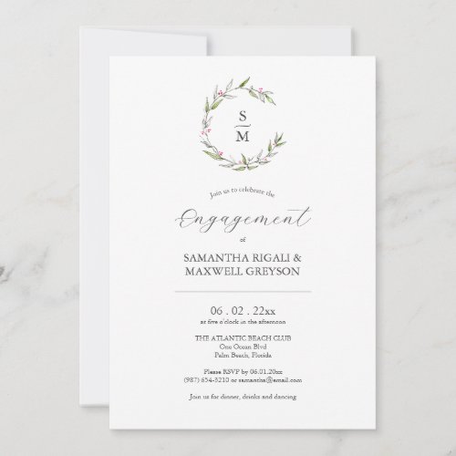Engagement Party Invitations Winter Botanical