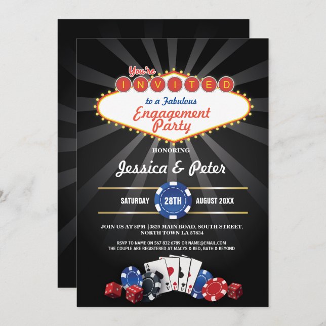 Engagement Party Las Vegas Casino Dice Invite (Front/Back)