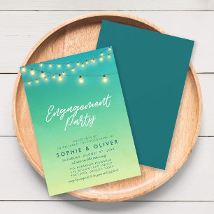 Engagement Party Lights Watercolor Sea Glass Invitation
