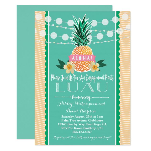 Engagement Party Luau Hawaiian Invitation