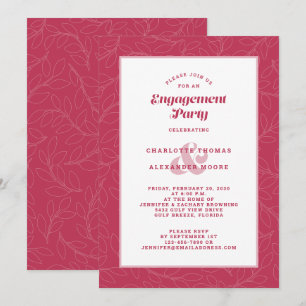 Engagement Party Magenta Red Modern Casual Chic Invitation