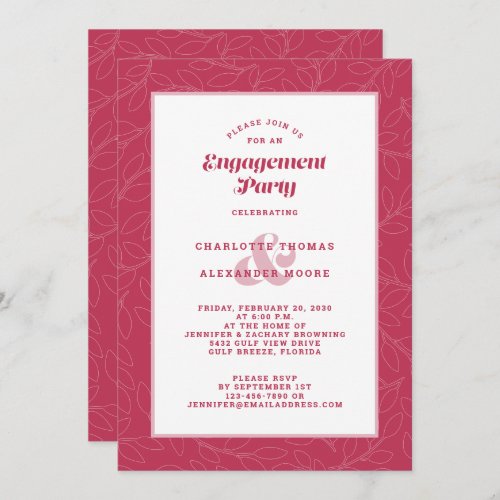 Engagement Party Magenta Red Modern Casual Chic Invitation