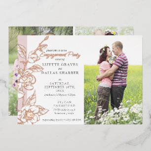 Engagement Party Magnolia Blush Wedding 4-Photo Foil Invitation
