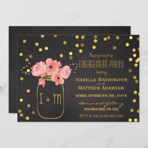 Engagement Party Mason Jar Confetti Chalkboard Invitation