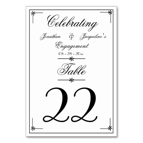 Engagement Party Minimalist Elegant Script Names  Table Number