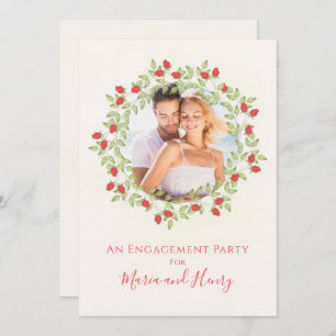 Engagement Party Minimalist Watercolor Rose Floral Invitation