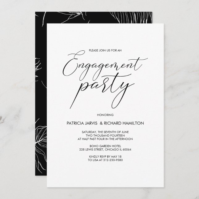 Engagement Party Modern Calligraphy Invitations (Front/Back)