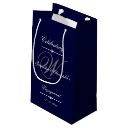 Engagement Party Modern Monogram Script Cool Chic  Small Gift Bag