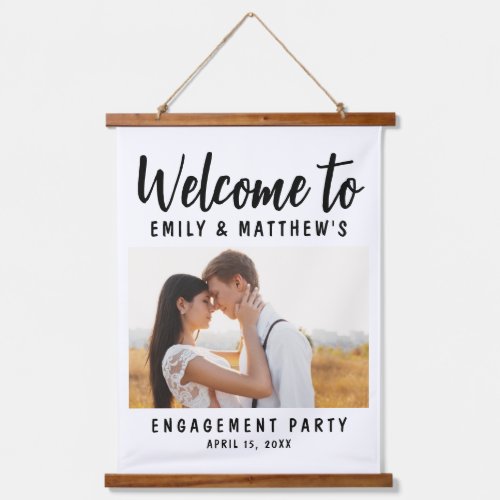 Engagement Party Modern Photo Welcome Hanging Tapestry