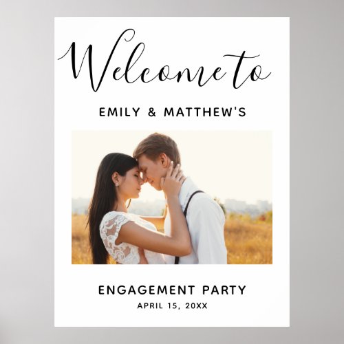 Engagement Party Modern Photo Welcome Poster