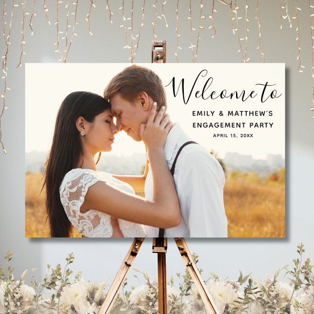 Engagement Party Modern Photo Welcome Sign (Creator Uploaded)