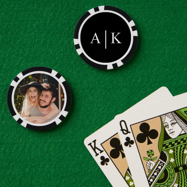Engagement Party Monogram Photo Poker Chip (Poker Table (Double))