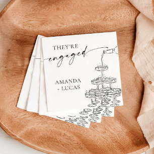 Engagement Party Napkins, Champagne Tower  Napkins