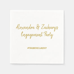 Engagement Party Napkins with Hashtag Gold
