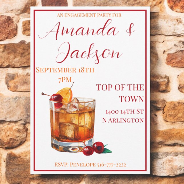 Engagement Party Old Fashion Cocktail Script Invitation (Creator Uploaded)