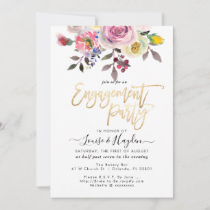 Engagement Party Pastel Watercolor Flowers Announcement