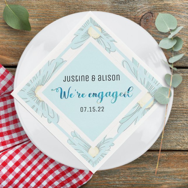 Engagement Party Personalized Custom Floral  Napkins (Creator Uploaded)