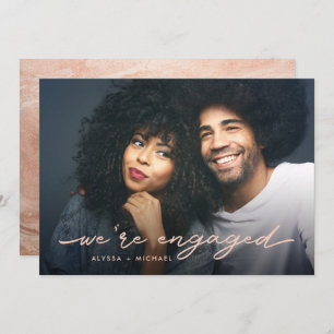 Engagement Party Photo and Faux Rose Gold Back Invitation