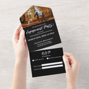 Engagement Party-Photo-Autumn Lake Backdrop- All In One Invitation