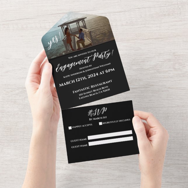 Engagement Party-Photo-Gazebo and dock Backdrop-  All In One Invitation (Tearaway)