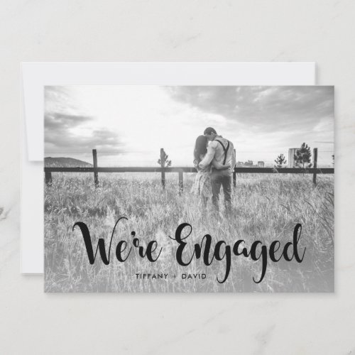 Engagement Party  Photo with Modern Black Overlay Invitation