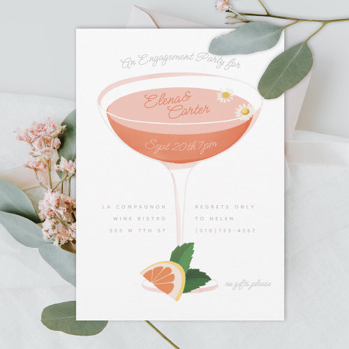 Engagement Party Pink Cocktail Invitation