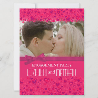 Engagement party pink hearts your photo invitation