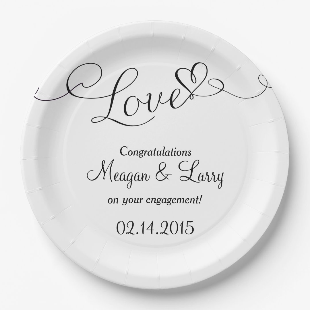 Engagement Party Plates Love Script Zazzle