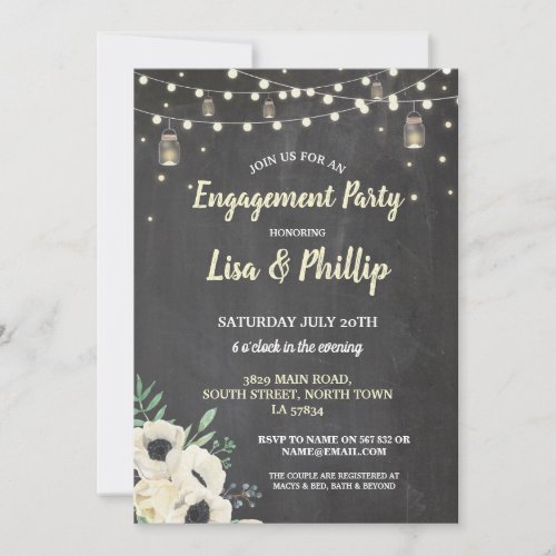 Engagement Party Rustic Fireflies Chalk Invite
