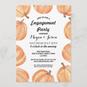 Engagement Party Rustic Pumpkin Watercolor Fall Invitation
