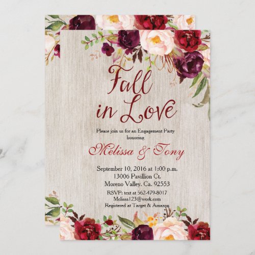 Engagement Party Rustic Shower Fall Invite