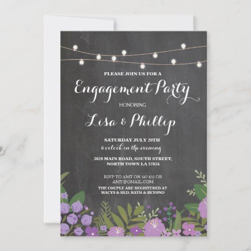 Engagement Party Rustic Shower Floral Chalk Invite