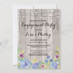 Engagement Party Rustic Shower Floral Light Invite