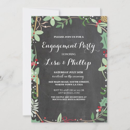 Engagement Party Rustic Shower Winter Chalk Invite