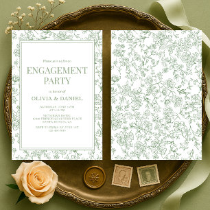 Engagement Party Sage Green Vintage French Floral  Invitation