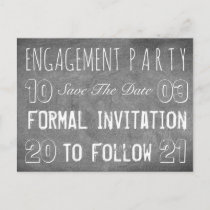 Engagement Party Save The Date Chalkboard Style Announcement Postcard