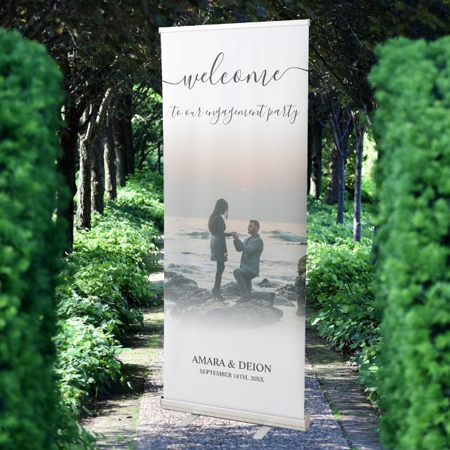 Engagement Party Script Calligraphy Elegant Photo Retractable Banner (Engagement Party Script Calligraphy Elegant Photo Retractable Banner)