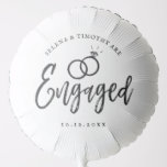 Engagement Party Script Lettering |  Balloon<br><div class="desc">A fun and unique script lettered balloon tailored specifically to your future engagement party.  It features the word "engaged" with wedding rings resting over it. Underneath this and above it are the names of the bride and groom and the engagement date.</div>