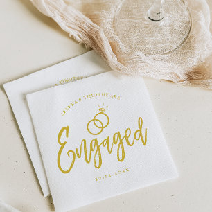 Engagement Party Script Lettering Gold Napkins