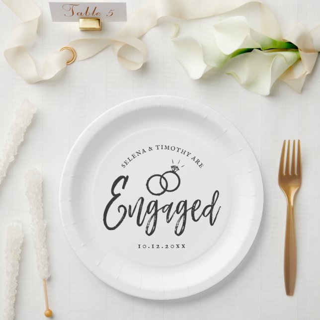 Engagement Party Script Lettering |  Paper Plates (Wedding)