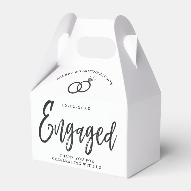 Engagement Party Script Lettering | Round Paper Co Favor Boxes (Front Side)
